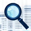Ícono de una lupa sobre un documento financiero.